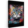 MuchoWow© Quadri Grandi Dimensioni Quadretti Da Parete Quadro Moderno | 20x30 cm - Camera Da Letto Stampa Foto Su Tela Soggiorno Cornice DecorazioniGatto - Graffiti - Animali - Colori - Grigio