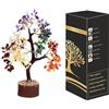 Wonder Care Seven Chakra Natural Healing Reiki Crystal Bonsai Fortune Money Tree for Good Luck, Wealth & Prosperity Feng Shui Home Office Decor Spiritual Gift (avec fil de couleur dorée et 300 perles)