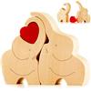 NOVECRAFTO IK Style Coppia di Statuette di Legno a Forma di Coppia di Elefanti Innamorati con Cuore Rosso - Regalo di Legno Decorazioni di Elefanti