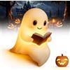 Generic Lampada da lettura fantasma,Lampada fantasma carina che legge un libro,Luce notturna di Halloween fantasma,Lampada da comodino LED 3D Halloween,Luce decorativa di Halloween per camera da letto lettori