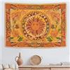 Yugarlibi - Arazzo decorativo a forma di sole con motivo mandala, stile boho vintage, motivo floreale, arazzo da parete arancione, costellazione per camera da letto, soggiorno, ingresso, hotel, 150 x