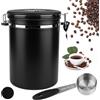 ZONJIE Contenitore ermetico per chicchi di caffè da 2,8 l, in acciaio inox, 1 kg di fagioli, contenitore ermetico da 2800 ml, con valvola a CO2, misurino e datario