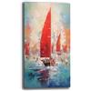 Printerland Quadro Moderno Soggiorno BARCA A VELA ROSSA MARE Quadri moderni da Parete Salone XXL grande Stampa su tela Canvas Decorazione Murale muro Arredo Camera da letto Cucina (50x100 cm, 2)