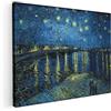 BKstuff Quadro stampa su tela canvas Quadro opere di Vincent Van Gogh Paesaggio da appendere Arredamento Soggiorno (50x60cm, Notte stellata sul Rodano, Vincent Van Gogh)