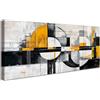 HALFLEMART Tondo Geometrico Stampa su tela con cornice Astratto Nero Oro Grigio Pittura Quadri su tela Quadri Moderni Foto su Tela Poster Stampe da Parete soggiorno Camera da letto Ristorante 50x120cm