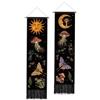 PLIGREAT Confezione da 2 Arte Misteriosa Arazzo A Fungo Boho Verticale Boho Sun Luna Appeso A Parete Con Nappe Arazzo Estetico Da Parete Per Camera Da Letto Soggiorno Lungo Stretto Appeso A Parete