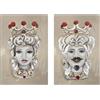 DIAMOND HOME Dipinto a Mano Acrilico su Tela Struttura in legno | Quadro Materico Rettangolare con Dettagli in Rilievo | Set da 2 Dipinti (65 x 100 CM) Made in Italy SET TESTE DI MORO RED