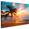 MuchoWow© Stampe su Tela Foto Quadri Moderni Camera da Letto Canvas Quadro | 90x60 cm - Salotto Decorazione Parete Palma - Tramonto - Orizzonte - Spiaggia - Mare - Tropicale