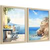 Nacnic Set 3 Quadri Mare Spiaggia Moderni Senza Cornice - Poster Decorativi Blu, Arredamento Salotto Camera Da Letto Cucina Bagno A3 Senza Cornice