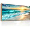MHARTK66 Quadri Moderni Soggiorno Grandi Con Cornice Legno, 50x100 cm Stampe da Parete Paesaggio Alba Sulla Spiaggia, Quadro Camera da Letto Su Tela Decorazioni Parete Bagno Cucina Sala Da Pranzo