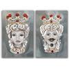 DIAMOND HOME Dipinto a Mano Acrilico su Tela Struttura in legno | Quadro Materico Rettangolare con Dettagli in Rilievo | Set da 2 Dipinti (35 x 50 CM) Made in Italy SET TESTE DI MORO Grey