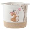 YFNHOME Cesta Giochi Bambini Cesto Portaoggetti Grande Cesto Coniglietto con Ricamo | Contenitore Giochi Coperte e Giocattoli in Corda di Cotone Cesta Portabiancheria Decorazione Cameretta Bambini e Neonato