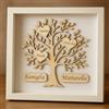 Stileitaliano Quadro Personalizzato Albero della Vita in Legno con Cornice, Regalo Famiglia con Nomi Incisi, Decorazione da Parete o Tavolo, Bianco