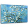 Feeby Quadro Tela Non Tessuta Vincent Van Gogh Mandorlo in fiore Riproduzione 60x40 cm Foto d'Arte Decorazione Murale Corridoio Piante Fiori Natura blu