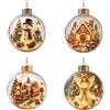Generic 4 decorazioni natalizie luminose a forma di diorama, scena natalizia in | Ornamento a sfera con luce a LED con scena invernale 3D per albero di Natale, caminetto, decorazione per mensole e regali di