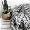 Hfnnhl Coperta gigante lavorata a maglia grossa, coperta ultra morbida lavorata a maglia fatta a mano, braccio misto spesso, caldo e accogliente per divano letto, coperta lavorata a maglia ( Color : Gray , S