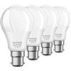 Venforze Lampadine a baionetta da 150 W, 15 W, A60 B22,1600 lm, 6000 K, GLS Frosted BC a risparmio energetico, non dimmerabili, confezione da 4