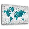 Printerland Quadro MAPPA MONDO Mappamondo continente Astratto Murales STAMPA SU TELA Quadri Moderni XXL Moderno Arredamento arredo Cucina Salotto Soggiorno Camera da letto printerland.it (70x100 cm)
