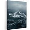 MuchoWow© Quadri su Tela Foto Quadro Moderno Soggiorno Canvas Decorazioni | 50x70 cm - Camera da Letto Tartaruga - Vita di mare - Bianco e nero - Animali selvatici