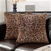 Ystyle 2 Pezzi Federe Cuscini Divano 40x40 in Finta Pelliccia Leopardata, Copricuscini Ghepardati in Jacquard e Velluto, Fodere Cuscini Arredo Letto per Camera e Soggiorno, Marrone Beige