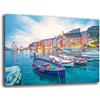 Printerland Quadro Moderno soggiorno MARE LIGURIA PAESAGGIO Quadri moderni da Parete XXL grande Stampa su tela Canvas Decorazione Murale muro Arredo Camera da letto Cucina (70x100 cm, Liguria)
