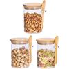 Qikuver Barattoli Vetro Ermetici, 3 Barattolo Vetro con Coperchio, Vasetti Cucina per Alimenti, per Caffè/Tè/Zucchero/Spezie/Farina/Fagioli (540ml)