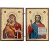 BlessedMart Icone del dittico tascabile cristiano ortodosso, mini icone bizantine pieghevoli di Cristo e Theotokos, icone da viaggio alte 8,5 cm (Theotokos di Vladimir e Cristo Pantocratore)
