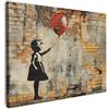 MuchoWow© Quadri Astratti su Tela Foto Quadro Moderno Soggiorno Canvas | 40x30 cm - Decorazioni Camera da Letto Graffiti - Banksy - Ragazza - Arte di strada