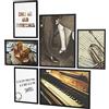 Papierschmiede® Mood Poster Set Stampe da Parete « Jazz » Quadri vintage per Soggiorno e Camera da Letto e Cucina, 2x A4 e 4x A5, musica pianoforte tromba - senza cornici