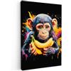MuchoWow© Quadri Moderni Soggiorno Poster Da Parete Decorazioni Muro | 80x120 cm - Salotto Quadro Grande Foto Con Cornice Stampe Su Tela Camera Da Letto Scimmia - Graffiti - Colorato - Banane