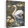 MuchoWow© Stampa di Foto su Tela Quadro Soggiorno Moderno Quadri per | 50x70 cm - Salotto Decorazioni Camera Cigno - Fiori - Giglio - Animale