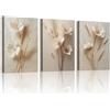 WENGTIAO 3 Pezzi Stampa su Tela Floreale Beige Bianca Con Cornice | Quadro su Tela Moderne Minimaliste Fiori Pittura Quadro Moderno Soggiorno Camera da Letto Decorazioni Parete 30x40cmx3