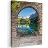MuchoWow© Stampa di Foto su Tela Quadro Soggiorno Moderno Quadri per | 30x40 cm - Salotto Decorazioni Camera Vista dalla finestra - Montagna - Paesaggio - Acqua