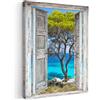 MuchoWow© Quadri su Tela Foto Quadro Moderno Soggiorno Canvas Decorazioni | 30x40 cm - Camera da Letto Albero - Tropicale - Mare - Vista - Spiaggia