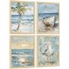Nacnic Set Di 3 Stampe Con Spiaggia, Mare, Rondine E Tramonto. Decorazione Murale. Scena Marina. Stampe Decorative Da Parete Per Bagno, Cucina, Soggiorno Dimensioni A3 Senza Cornice