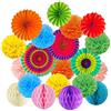 ZERODECO Carta Pompom - Ventaglio a nido d'ape, decorazione per sala, matrimonio, compleanno, Pasqua, battesimo, compleanno, multicolore