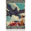 DOODLREAM Targa in metallo vintage con aeroplano, decorazione da parete con scritta easily distracted by airplanes, poster retrò per casa, grotta, garage, ufficio, decorazione da parete, aereo, appassionato