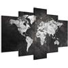 murando - Quadri Moderni per Soggiorno, Mappamondo Scuro Elegante 150x75cm | Chiodi Inclusi, 5 Pezzi, Quadro Moderno, Murale Arte, Stampe da Parete, Resistenti Allo Sbiadimento, Produzione Europea