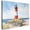 MuchoWow© Stampa Foto Quadro Moderno Quadri Moderni Soggiorno Con Cornice | 40x30 cm - Stampe Da Parete Camera Da Letto Decorazione PosterFaro - Scoglio - Mare - Natura - Stile Marino