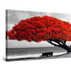 Startonight Quadro su Tela Bianco e Nero Banco dell'albero Rosso, Stampe Incorniciato e Pronta da Appendere Design Moderno Arredamento Arte Fotografia Grande Formato 80 x 120 cm Luminoso
