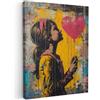 MuchoWow© Quadri Moderni Soggiorno Poster Da Parete Decorazioni Muro | 60x80 cm - Salotto Quadro Grande Foto Con Cornice Stampe Su TelaGraffiti - Ragazza - Pop Art - Street Art - Banksy