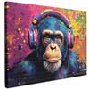 MuchoWow© Quadri Camera Da Letto Stampe Da Parete Quadro Su Tela Moderni | 40x30 cm - Decorazioni Murali Soggiorno Foto Quadretti Ingresso CasaGraffiti - Scimpanzé - Street art - Banksy - Pop Art