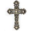 UHRIG Croce da parete in ferro massiccio, crocifisso in ferro battuto da appendere, croce cristiana da parete, altezza 25 cm. nero antico/oro