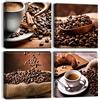 Artscope Stampe e Quadri su Tela 4 pz. Chicchi di Caffè e Caffè Immagine Fotografia Murale Tela Wall Art Bel Regalo per Home Decor Ristorante Cucina Regalo di Anniversario Compleanno 30x30 CM