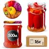 KADAX Set di 16 barattoli in vetro 500ml Ø82 peperoni - tappo a vite Twist-Off ermetico, per conserve, sottaceti, fermentazione e omogeneizzati