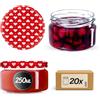 KADAX 20 barattoli per conserve da 250 ml, vasetti per marmellata con coperchio twist-off, vasetti per dessert, ermetici e lavabili in lavastoviglie, vetro a pareti spesse, selezione di chiusure a