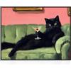Dazzlewall Quadro Gatto Nero Divertente, Poster Retro Elegante con Gatto Nero che Tiene un Martini per Camera da Letto Soggiorno Bar 30×40 cm Senza Cornice