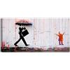 canvashop Quadri Moderni Soggiorno Banksy Pioggia Colorata 60x30 cm | Stampe da Parete su Tela Canvas, Pronti da appendere, Street Art Graffiti