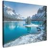 MuchoWow© Quadro su Tela Stampe da Parete Quadri Cucina Camera da Letto | 70x50 cm - Dipinto Arredamento Casa Paesaggio - Neve - Inverno - Acqua - Montagna