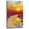 Printerland Quadri Moderni Soggiorno Verticale FIORI DI LOTO mare Quadro moderno FIORE da Parete XXL grande Stampa su tela Canvas Decorazione Murale muro Arredo Camera letto Cucina (50x100 cm, Fiore di Loto)